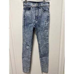Express skinny high-rise hyper 00R acid wash distressed 90s Y2K jeans waist 24"